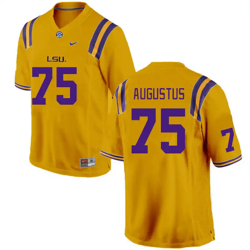 Men's LSU Tigers Braden Augustus #75 Gold NCAA Football Jersey